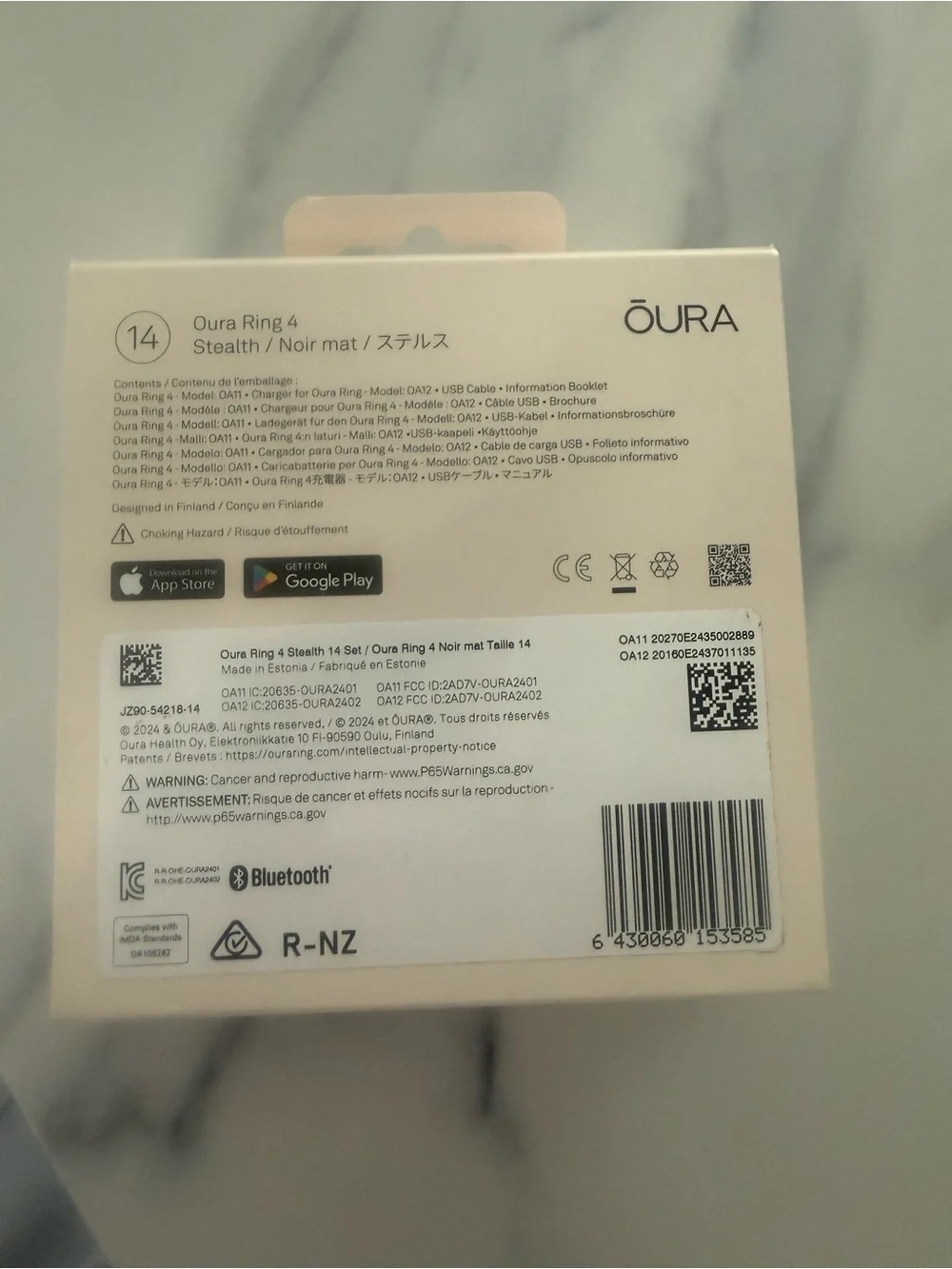 Oura Ring 4 Smart Ring - Stealth Size 14